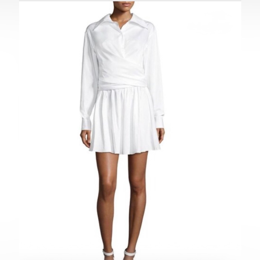 Opening Ceremony Collared Wrap-Front Sateen Shirtdress